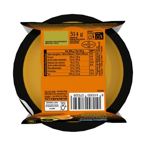 GALLINA BLANCA Gourmet Crema de pollo de corral y verduras con picatostes (garantía hermanos Torres) 300 g.