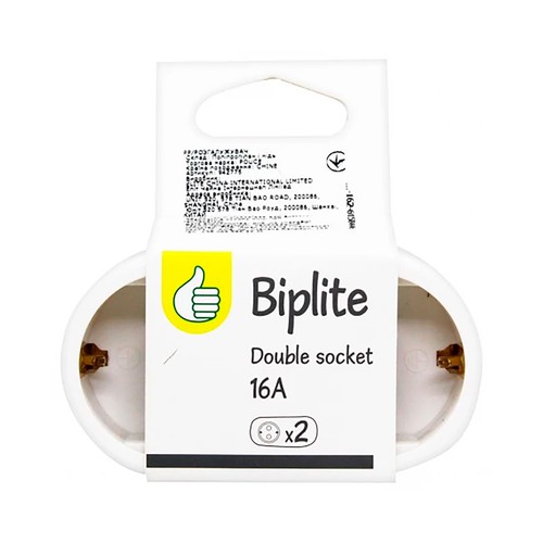 Adaptador frontal de 2 tomas, 16 amperes. AUCHAN.