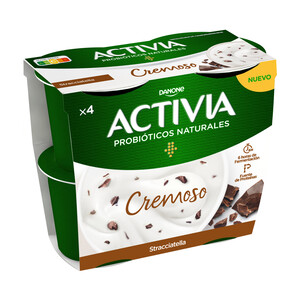 ACTIVIA Bífidus cremoso con 6 horas de fermentación y stracciatella ACTIVIA de Danone 4 x 115 g.