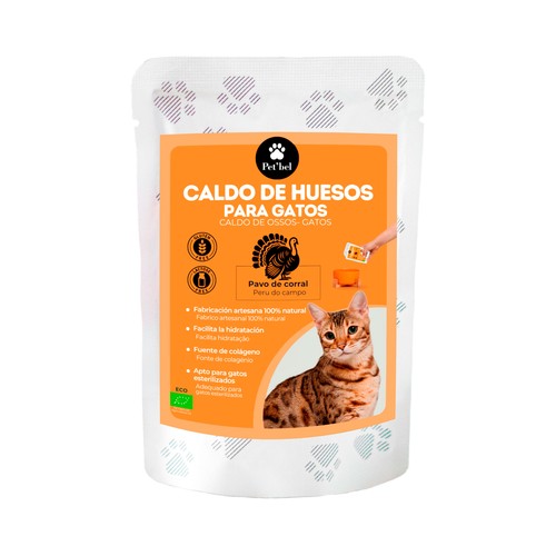 PET"BEL Caldo de huesos pavo ecológico para gatos 100 ml.