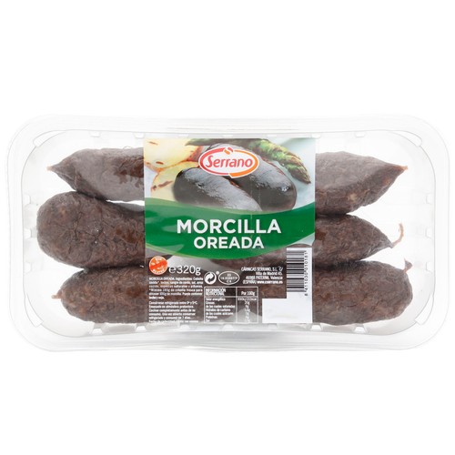Morcilla oreada de primera, elaborada sin gluten SERRANO 320 g.