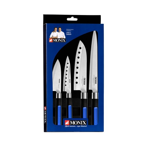 Set de 4 cuchillos de cocina tipo japonés, Solid+ MONIX.
