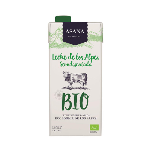 Leche de los Alpes semidesnatada ecológico ASANA 1 l.