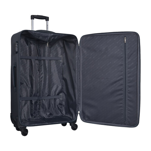 Maleta grande soft de viaje de color gris oscuro de 75 cm y 4 ruedas ABS, AIRPORT ALCAMPO.