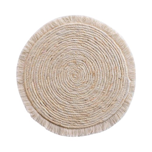 Mantel individual 38cm de fibra natural con flecos, U10