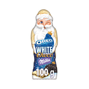 Imagen de MILKA Figurita de chocolate blanco y oreo con forma de Papá Noel 100 g.