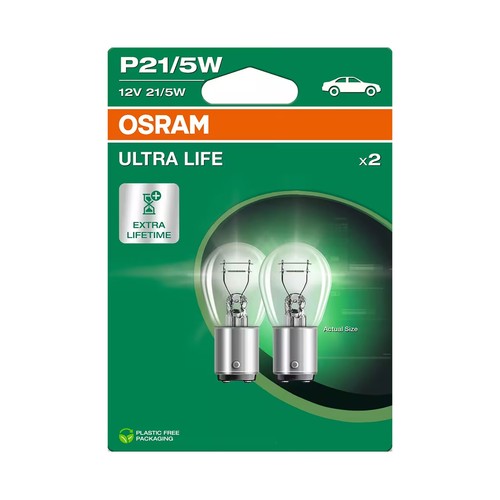 2 lamp p21/5w 12v  4xmas de duración  ultra life. OSRAM