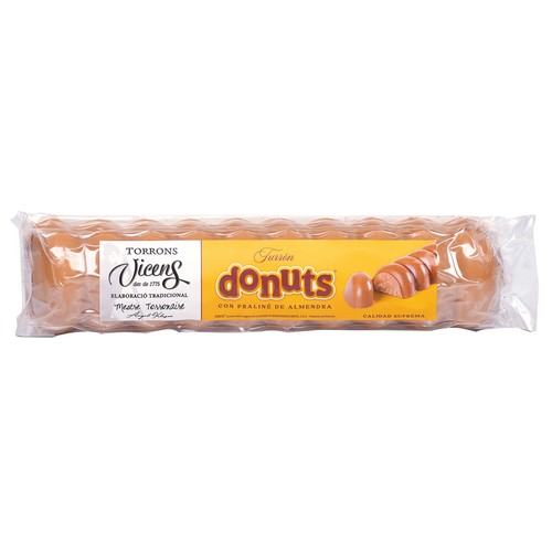 VICENS Turrón de praliné de almendra y donut 300 g.