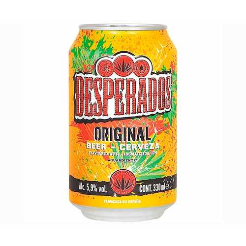 Cerveza con sabor a tequila DESPERADOS, lata de 33 centilitros.