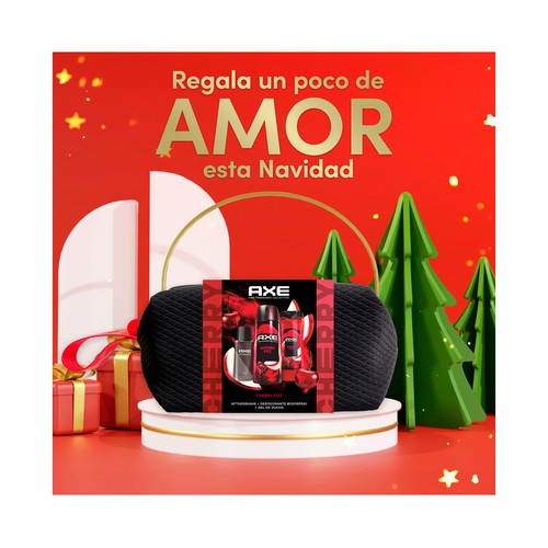 AXE Cherry fizz Neceser con aftershave (100 ml), desodorante en spray (150 ml) y gel para ducha o baño (225 ml).