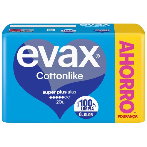 EVAX Compresas super plus con alas EVAX Cottonlike 20 uds.