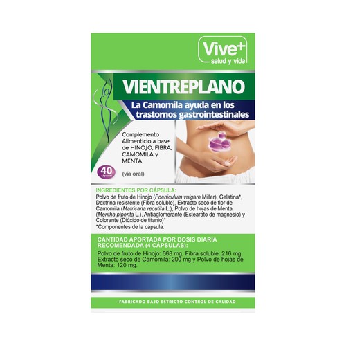 VIVE+ SALUD Y VIDA Complemento alimenticio Vientreplano VIVE + SALUD Y VIDA 40 uds. 16 g.