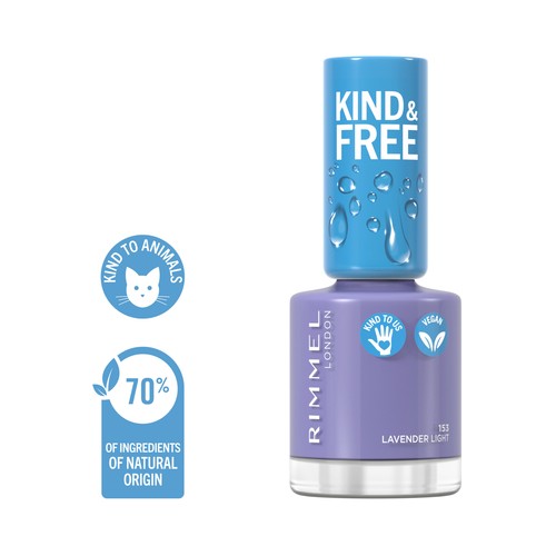 RIMMEL Kind & free tono 153 Lavender light Laca de uñas a base de plantas, 8 ml.