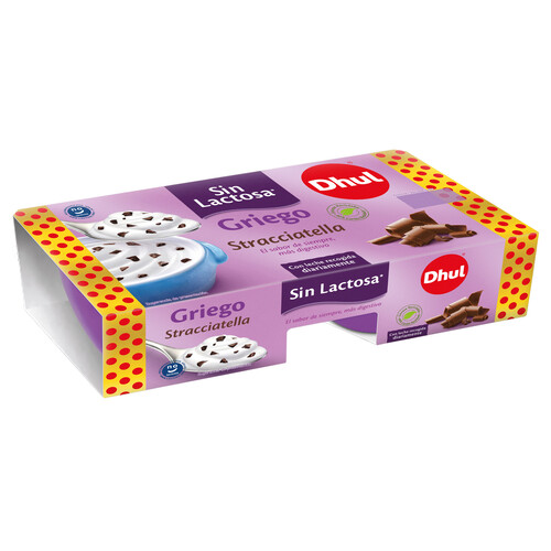 Yogur griego de stracciatella sin lactosa elaborado con leche recogida diariamente DHUL 2 x 125 g.