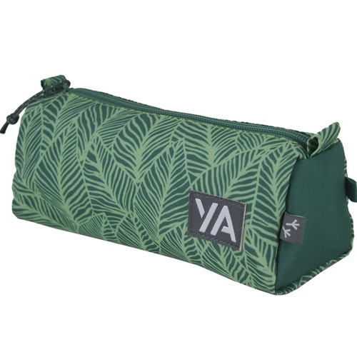 Estuche portatodo triangular con estampado de hojas, ALCAMPO.