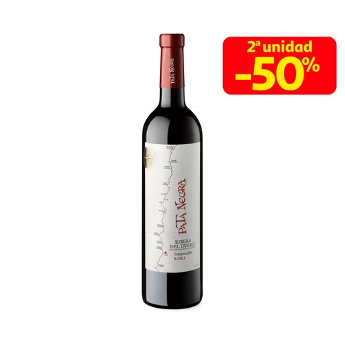 Vino tinto roble con denominación de origen Ribera del Duero PATA NEGRA botella de 75 cl.