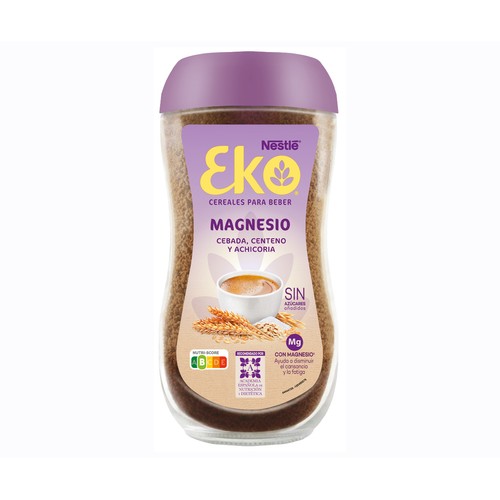 Cereales solubles para beber, sin azúcares añadidos EKO Magnesio frasco de vidrio de 150 g.