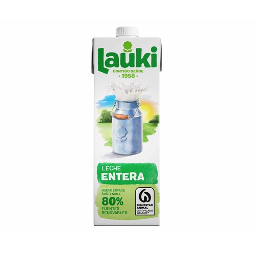 LAUKI Leche entera de vaca 1 l.