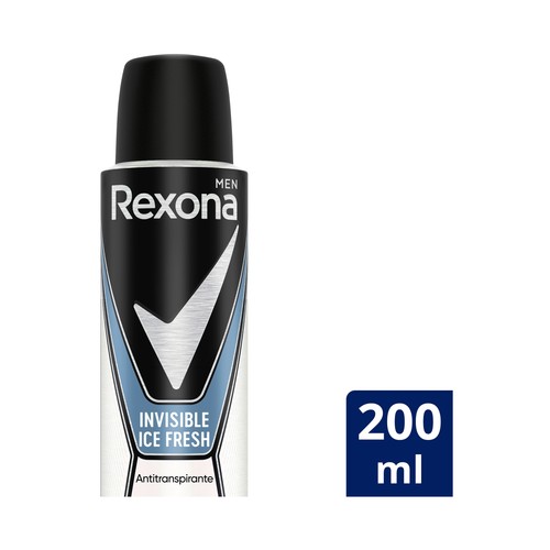 REXONA Desodorante en spray para hombre, con protección anti manchas y sin alcohol REXONA Men Invisible ice fresh 200 ml.