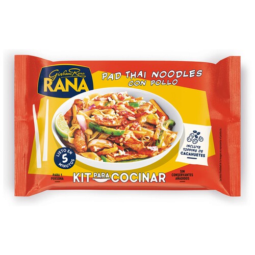 RANA Kit para cocinar Pad thai noodles con pollo, listo en 5 minutos 400 g.