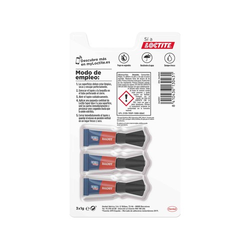 Pegamento instantáneo LOCTITE Super Glue 3 Power Gel, 3x1g.
