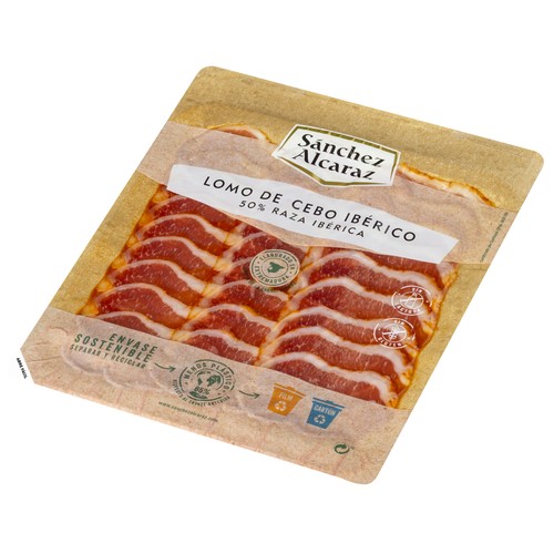 SÁNCHEZ ALCARAZ Lomo de cebo ibérico (50% raza ibérica), cortado en lonchas SÁNCHEZ ALCARAZ 100 g.
