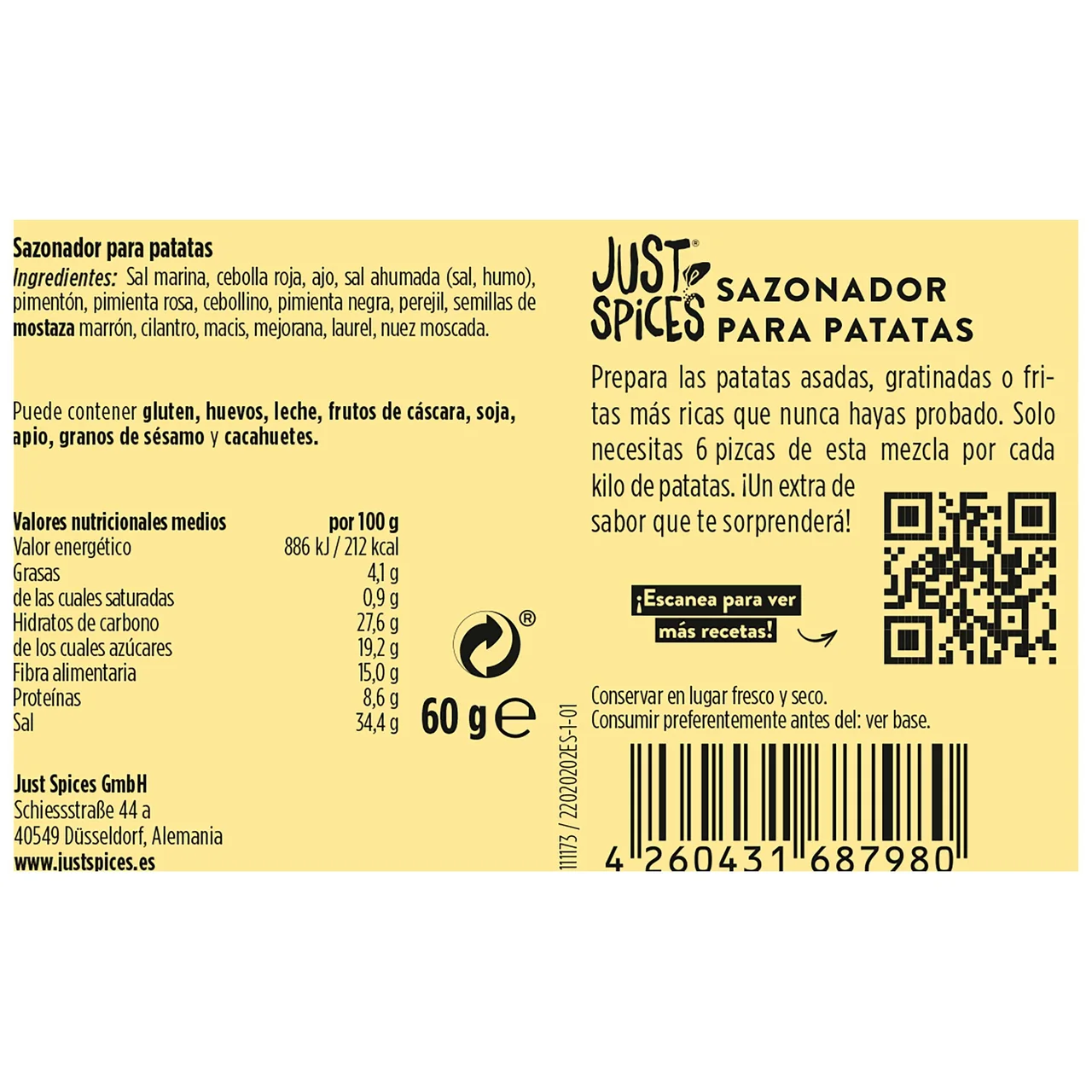 Spice sazonador para patatas jus 60 gr.
