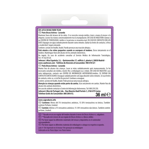 PATO Discos para WC activos aroma lavanda PATO WC 6 uds.36 ml.