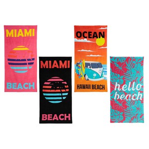 Toalla de playa velour, 70x140cm, 100% Algodón, 300g/m², ACTUEL. diferentes modelos, 1 unidad.