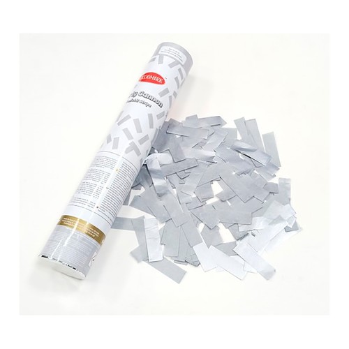 Cañón de Confeti de mano papel Color Plata 27.5cm para Fiestas y Navidad, GOODMARK