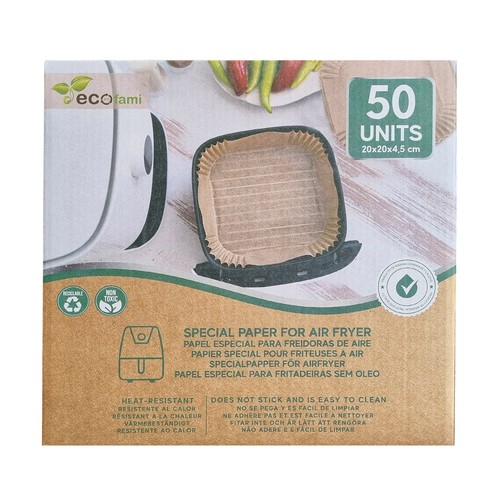 FAMI Papel especial de freidoras aire 20x20x4,5 Ecofami 50 un,