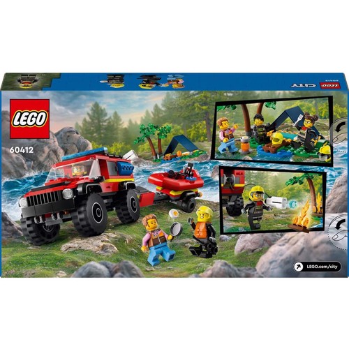 LEGO City camión de bomberos 4x4 con barco de rescate, 301, +5 años. piezas,