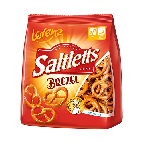 LORENZ Original saltletts Brezel (galleta salada en forma de lazo) con sal marina 150 g.