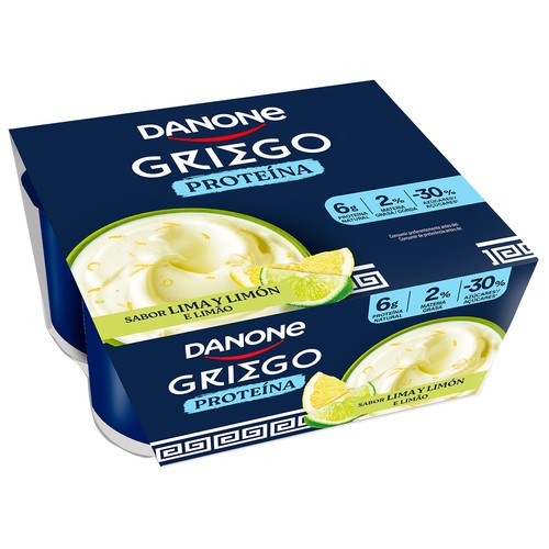 DANONE Proteína Yogur griego sabor lima y limón 4 x 110 g.