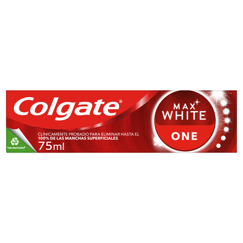 COLGATE Pasta de dientes con flúor, acción blanqueante y sabor a menta COLGATE Max white one 75 ml.