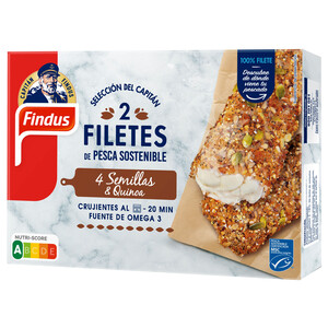 FINDUS Filetes de pescado de pesca sostenible (MSC) empanados con 4 semillas y quinoa FINDUS 250 g.