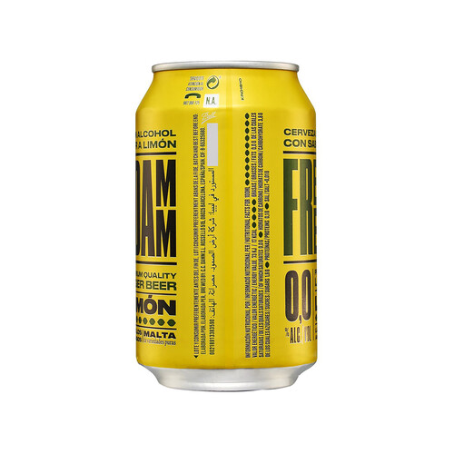 FREE DAMM Cerveza (0,0% alcohol) con sabor a limón lata de 33 cl.