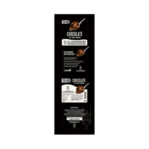 LA COLMENAREÑA Tarrina de helado cremoso de chocolate (70%) de Santo Domingo 500 ml.