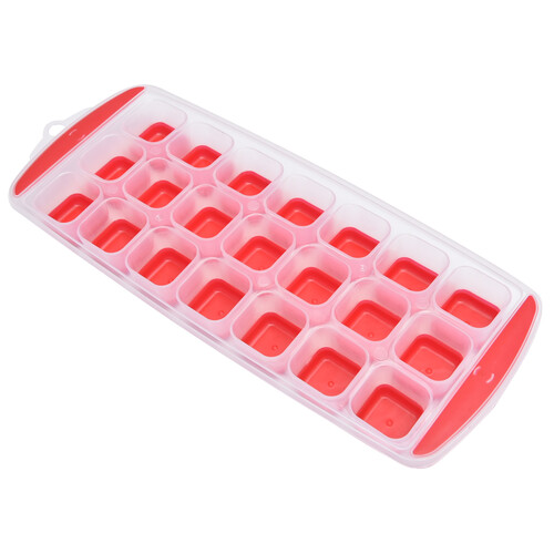 Cubitera de plástico para 21 hielos, color rojo, ACTUEL.