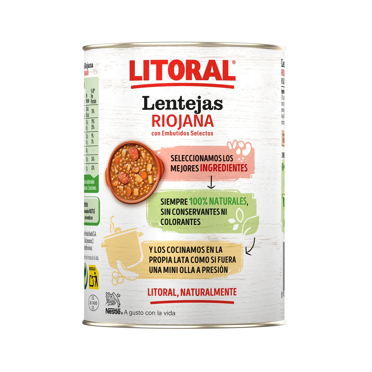 Lentejas a la Riojana lata de 425 g.