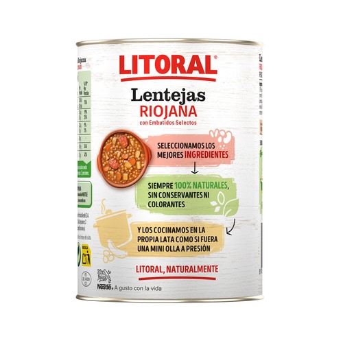 LITORAL Lentejas a la Riojana lata de 425 g.