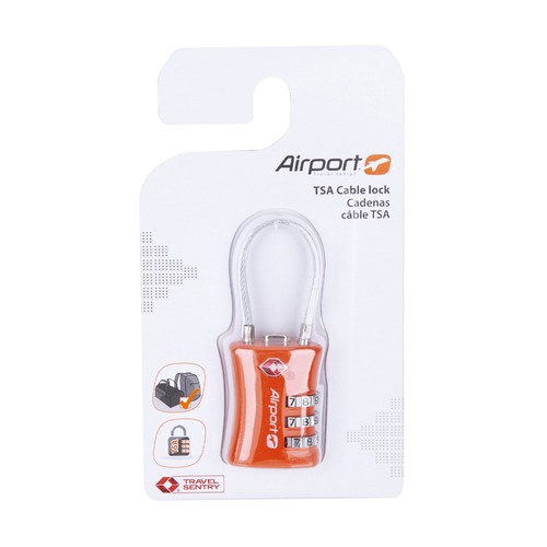 Candado de combinación naranja con cable, AIRPORT ALCAMPO.