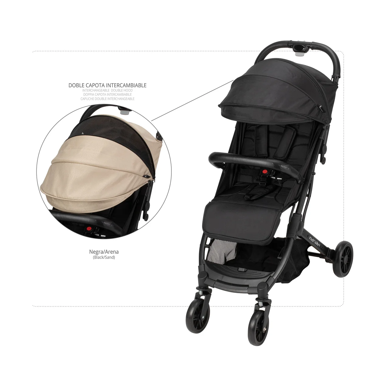 Silla paseo para bebes hasta 36 meses o 22kg Minimum Space Plus color beige.