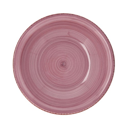 Plato hondo de loza de 21,5cm diseño en color rosa con espirales, Peoni Vita, QUID