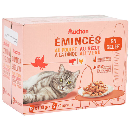 PRODUCTO ALCAMPO Comida húmeda para gatos de gelatina de carne PRODUCTO ALCAMPO 12 x 100 g.