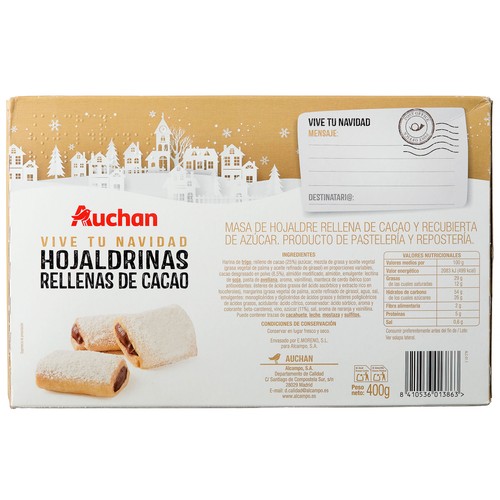 PRODUCTO ALCAMPO Hojaldradas rellenas de cacao 400 g