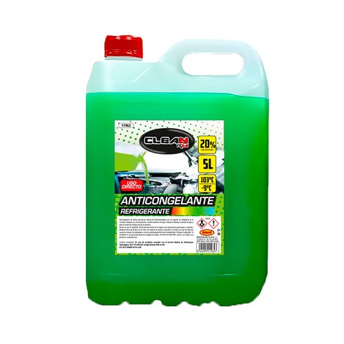 Líquido refrigerante con temperatura de protección de hasta -9ºC, 5L verde orgánico, 20% Monoetilenglicol, ROLMOVIL.
