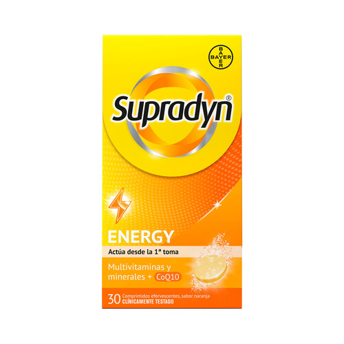 SUPRADYN Multivitamínico con minerales y coenzima Q10 en comprimidos efervescentes con sabor a naranja SUPRADYN Energy 30 uds.