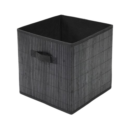 Caja cubo para almacenaje de bambú, 31cm., Color negro ACTUEL.