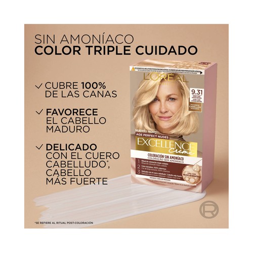 L´ORÉAL PARIS Excellence age perfect nudes tono 6.03 Castaño claro dorado natural Coloración permanente sin amoníaco.